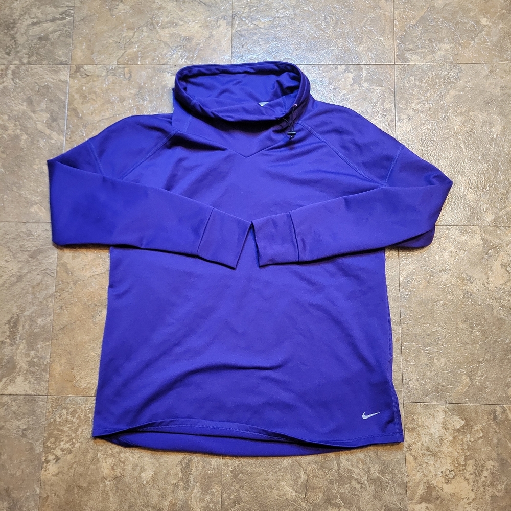 Nike Relay Midweight Long Sleeve Top Womens Medium Purple Cowl Neck Running